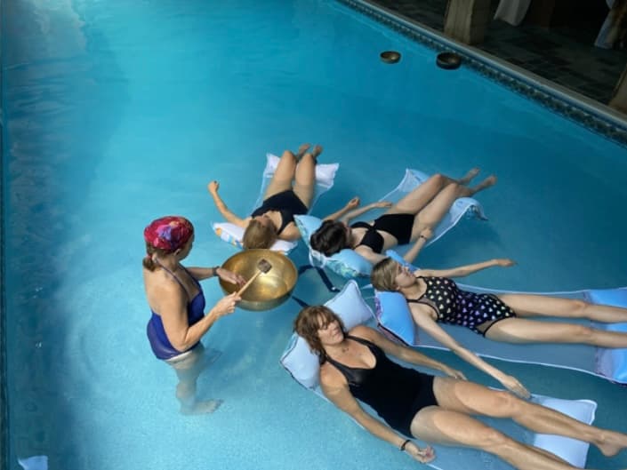 Sound bath by the pool